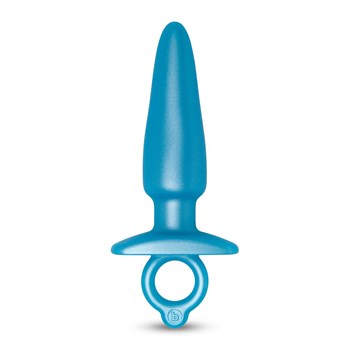 Голубая анальная пробка с кольцом Sleek Tapered Silicone Plug - 15 см. 490681