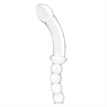 Стеклянный двусторонний фаллоимитатор 12,5’’ Girthy Double Sided Dong With Anal Bead Grip Handle - 32 см. 495811