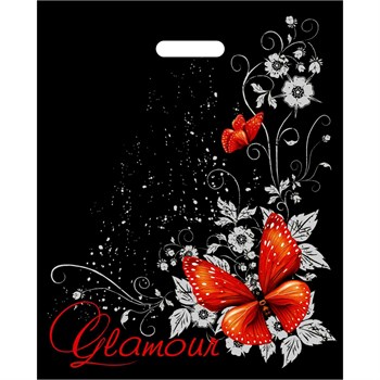 Черный пакет Glamour с вырубной ручкой (38х47 см) 495915