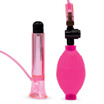 Розовый вакуумный стимулятор для клитора с вибрацией Vibrating Clitoral Pump with Quick Release 497396