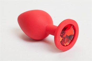Красная силиконовая пробка с красным кристаллом - 9,5 см.