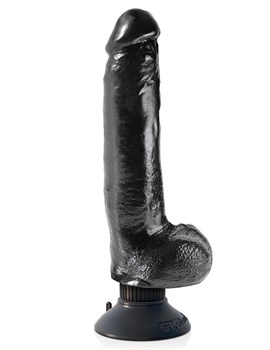 Чёрный виброфаллос со съемной присоской 9 Vibrating Cock with Balls - 22,9 см.