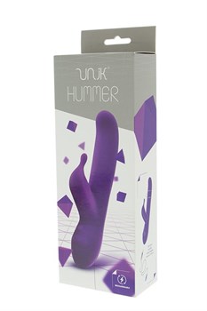 Фиолетовый вибратор с клиторальным стимулятором UNIK HUMMER - 20,7 см.