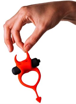 Красное эрекционное кольцо в форме дьяволенка DEVOL COCKRING 