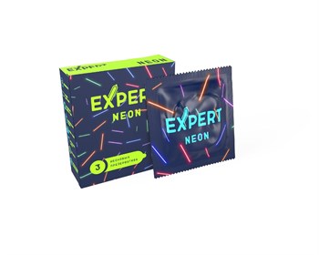 Светящиеся в темноте презервативы Expert Neon - 3 шт. 529030