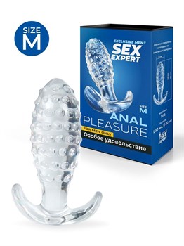 Прозрачная анальная пробка с шишечками - 8 см. 529536