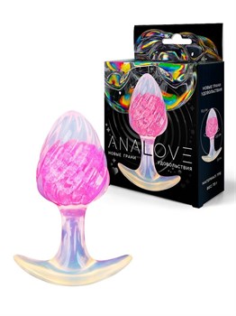 Розоватая анальная пробка со спиралевидным рельефом - 9 см. 529598