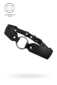 Черный кожаный чокер-ошейник со скруглёнными углами 529791