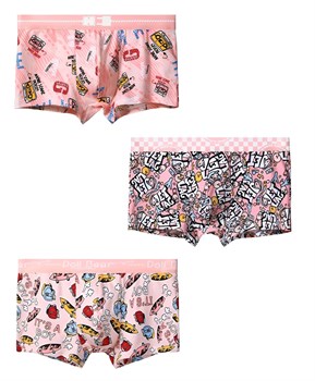 Набор из 3 розовых трусов-боксеров с яркими принтами 530040