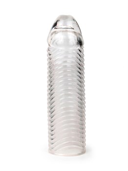 Прозрачная закрытая насадка на пенис с ребрышками - 16 см. 530057