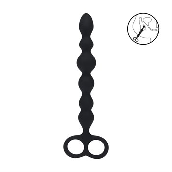 {{photo.Alt || photo.Description || 'Черная анальная цепочка Beaded Silicone Anal Probe with Double Loop - 24 см.'}}