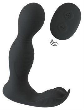 Черная анальная пробка с вибрацией, вращением и пультом ДУ RC Butt Plug with 2 Functions 531649