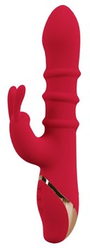 Красный вибратор-кролик с 3 подвижными кольцами Rabbit Vibrator with 3 Moving Rings - 23,7 см. 531686