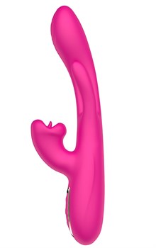 Розовый вибратор со стимуляцией клитора и фингерингом - 23,5 см. 532198