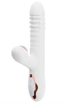 Белый вибратор-кролик с вращающимися шариками и вакуумной стимуляцией 532201