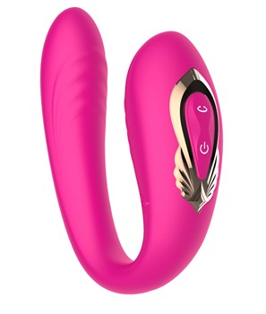 Розовый U-образный вибратор с вращающейся вагинальной частью 532204