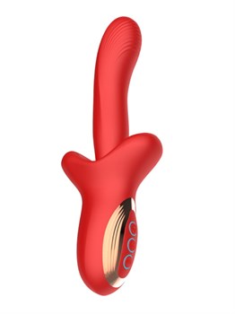 Красный вибратор с постукивающим эффектом - 22 см. 532205