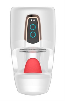 Белый мастурбатор с язычком и возвратно-поступательными движениями 532212