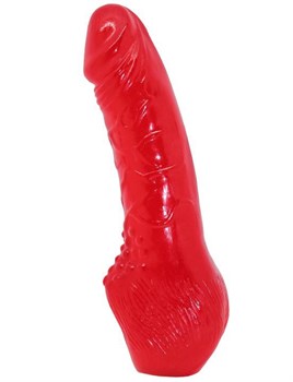 Красный гелевый фаллоимитатор с утолщением - 20,6 см.