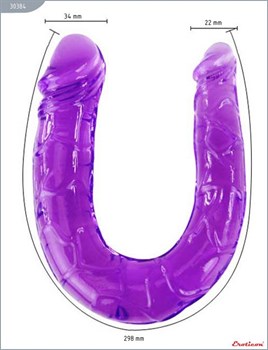 Фиолетовый двусторонний фаллоимитатор - 29,8 см.