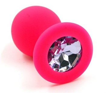 {{photo.Alt || photo.Description || 'Розовая силиконовая анальная пробка с розовым кристаллом - 7 см.'}}