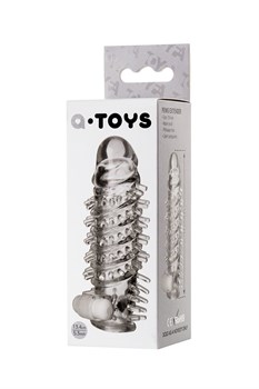 Насадка на пенис TOYFA A-Toys с вибропулей и шипами - 13,4 см.