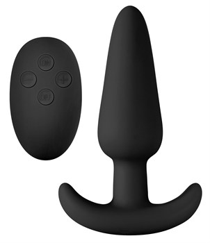 Чёрная анальная вибропробка с пультом ДУ Renegade Rumble Wireless Plug - 10 см.