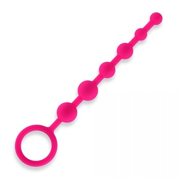 Розовая анальная цепочка из 6 шариков - 21 см.