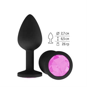 {{photo.Alt || photo.Description || 'Чёрная анальная втулка с розовым кристаллом - 7,3 см.'}}