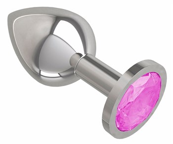 Серебристая средняя пробка с розовым кристаллом - 8,5 см.