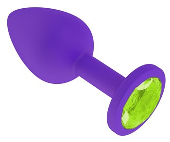 Фиолетовая силиконовая пробка с лаймовым кристаллом - 7,3 см.