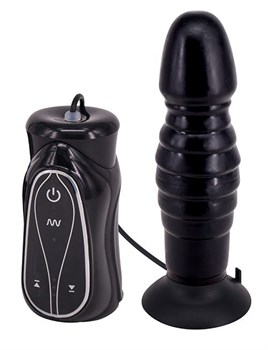 Чёрный анальный вибратор на присоске Pleasure Thrust - 14 см.