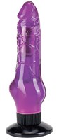 Фиолетовый водонепроницаемый вибромассажер на присоске - 17,5 см. - фото 204657