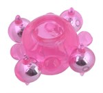 Розовое эрекционное кольцо c бусинками Toyfa Basic 888004 - фото 606310