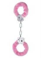 Розовые меховые наручники с ключами - фото 39039