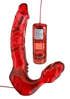 Безремневой вагинальный страпон с вибратором Bend Over Boyfriend Red - 21 см. Toy Joy 3006009696 - фото 696144