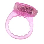 Тонкое розовое эрекционное кольцо с вибратором - фото 143909