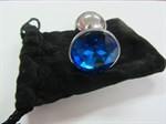 Анальное украшение SILVER PLUG SMALL с синим кристаллом - 7,2 см. - фото 1384730