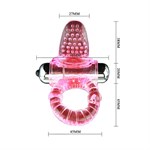 Эрекционное кольцо с вибростимулятором клитора в форме язычка Baile BI-014081-0101 - фото 696359