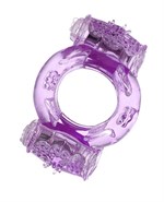 Фиолетовое виброкольцо с двумя вибропульками - фото 266082