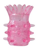 Розовая насадка на пенис с шипиками и лепестками - 6 см. - фото 144269