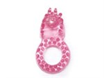 Розовое эрекционное кольцо со стимулятором для клитора - фото 130858