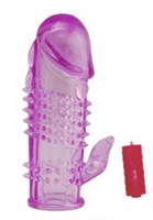 Фиолетовая насадка на фаллос с вибрацией и стимулятором клитора - 10 см. Sextoy 2011 00113B-3 - фото 696613