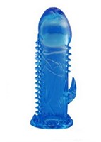 Голубая насадка с усиками и отростком для стимуляции клитора - фото 205687