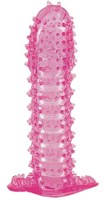 Гелевая розовая насадка с шипами - 12 см. Toyfa Basic 818014-3 - фото 606467