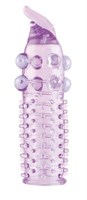 Гелевая фиолетовая насадка с шариками, шипами и усиком - 11 см. - фото 119839