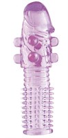 Гелевая фиолетовая насадка с шариками и шипами - 14 см. Toyfa Basic 818028-4 - фото 696644