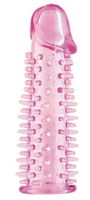 Розовая насадка на половой член с закрытой головкой и шипиками - 12,5 см. - фото 205735