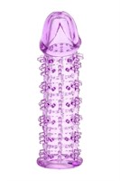 Гелевая фиолетовая насадка на фаллос с шипами - 12 см. - фото 1412529