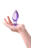 Фиолетовая стеклянная анальная пробка - 10 см. Sexus 912014 - фото 696658
